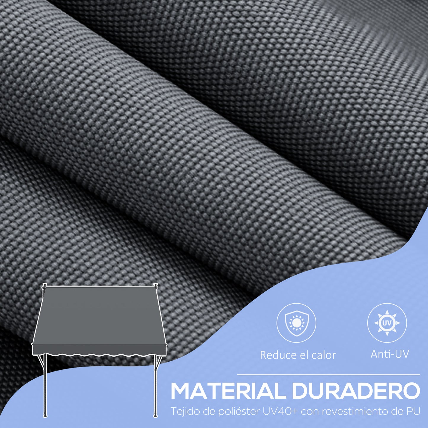 Outsunny Toldo Manual Retráctil 200x175x210-310cm Manivela Protección Solar Uv40_5