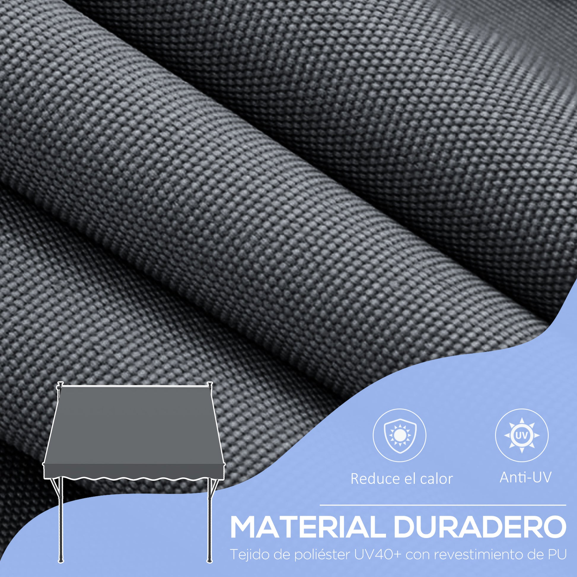 Outsunny Toldo Manual Retráctil 200x175x210-310cm Manivela Protección Solar Uv40_5
