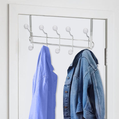 Perchero Cromado Colgante Para Puerta 5/10 Ganchos. Terminacion Blanca._3
