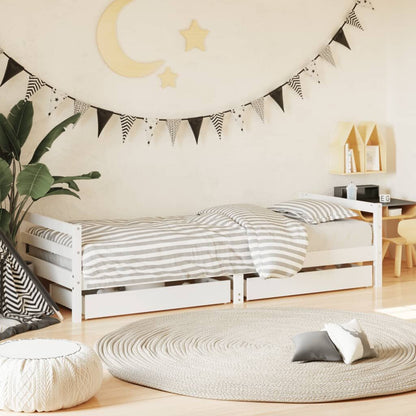 Vidaxl Estructura Cama Niños Con Cajones Madera Pino Blanco 90x200 Cm_1