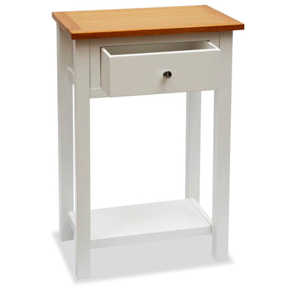 Mesa Auxiliar De Madera Maciza De Roble 50x32x75 Cm_0