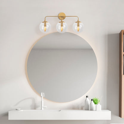 Aplique De Pared, Lineal 3 Transparentes Metal , Oro, 56x21x27, Casquillo 3 X E14 Max 40 W_3
