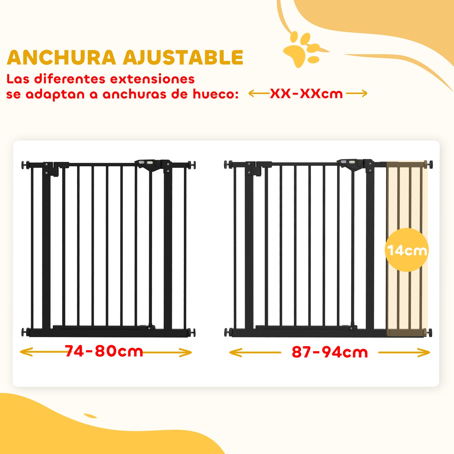 Pawhut Barrera De Seguridad Para Perros Extensible 74-94 Cm_3