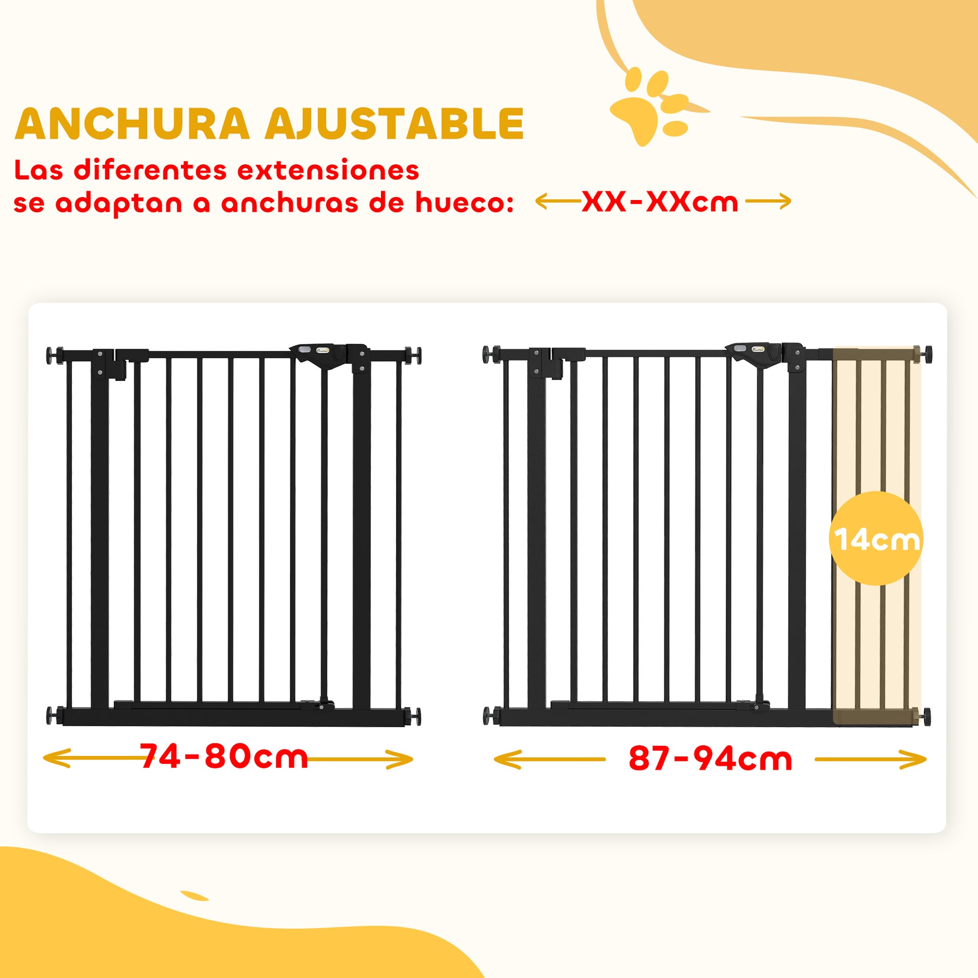 Pawhut Barrera De Seguridad Para Perros Extensible 74-94 Cm_3