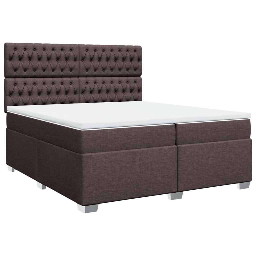 Cama Box Spring Con Colchón Tela Marrón Oscuro 200x200 Cm / Vetonek_1