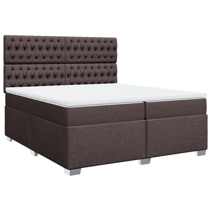 Cama Box Spring Con Colchón Tela Marrón Oscuro 200x200 Cm / Vetonek_1