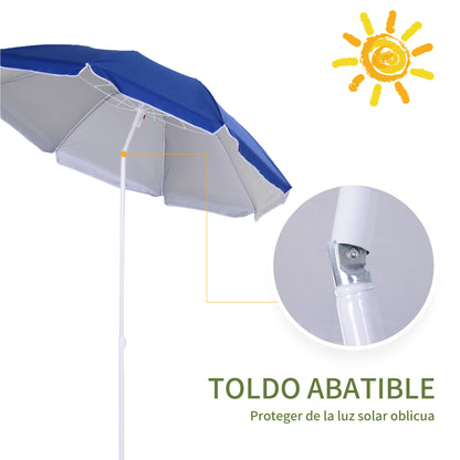 Outsunny Sombrilla De Playa Grande Ø160 Cm Protección Uv Impermeable Azul_3