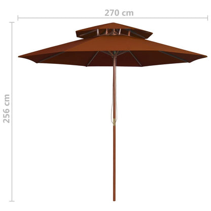 Vidaxl Sombrilla De Dos Niveles Palo De Madera Terracota 270 Cm_2