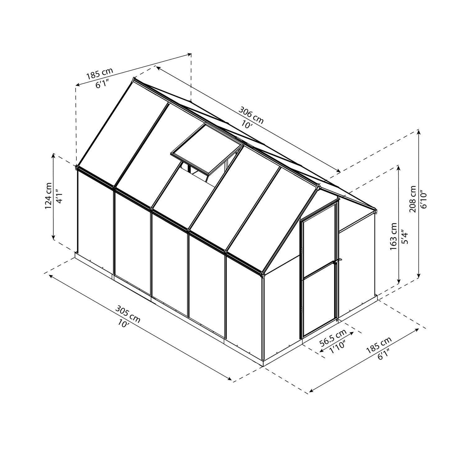 Invernadero Mythos 306x185x208 cm gris
