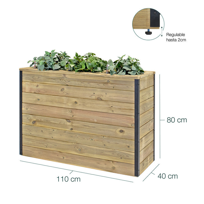 Jardinera De Madera Con Autorriego 110x40x80 Cm Nidum Hortalia_5