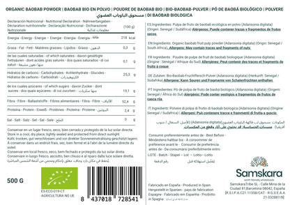Baobab En Polvo Bio - 500g | Superalimento Ecológico Vegano Para Batidos, Smoothies Y Zumos, Sin Azúcares Añadidos_1