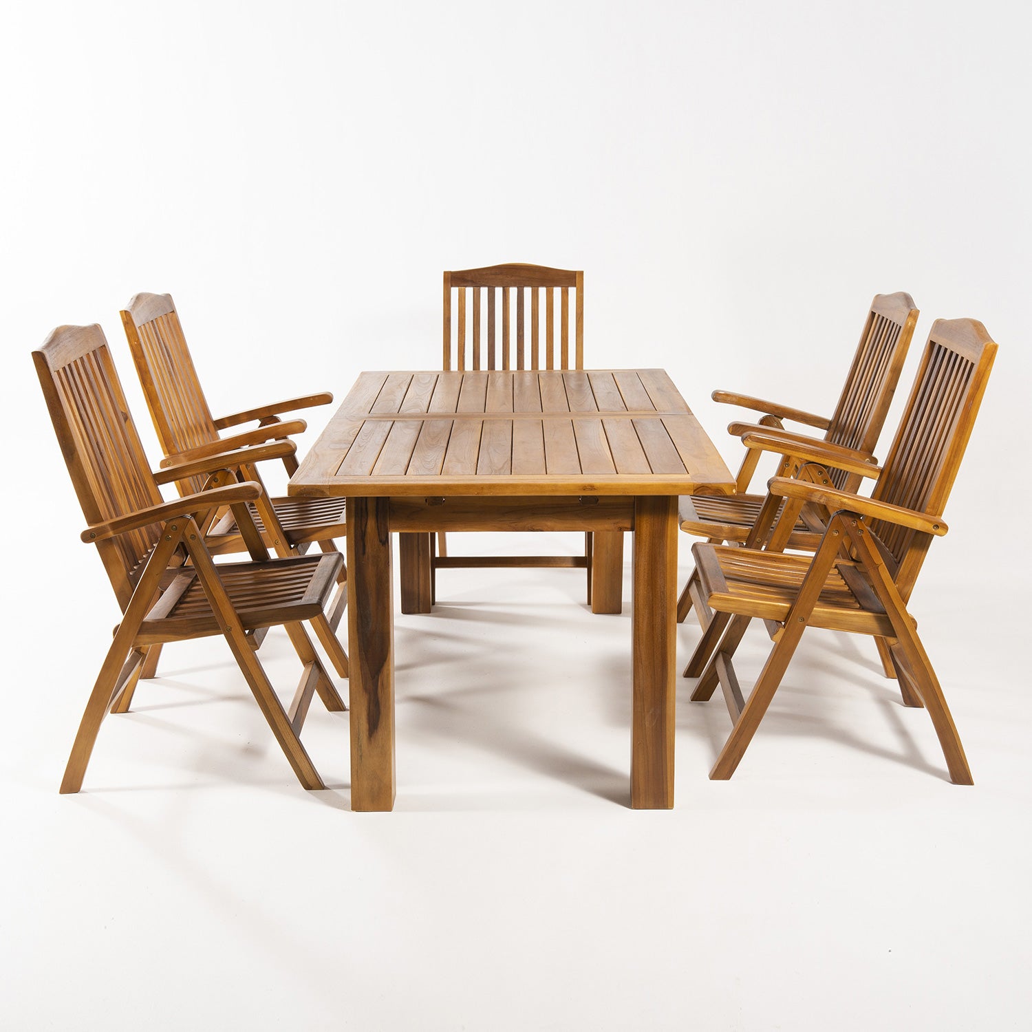 Conjunto De Exterior De Madera Teca, Mesa Extensible 180/240 Cm De Largo Y 6 Sillones Reclinables, Madera Teca Grado A, Tratamiento Al Agua Aplicado_3