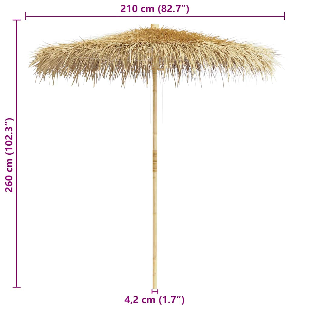 Vidaxl Sombrilla De Bambú Con Tejado De Hojas De Plátano 210 Cm_2