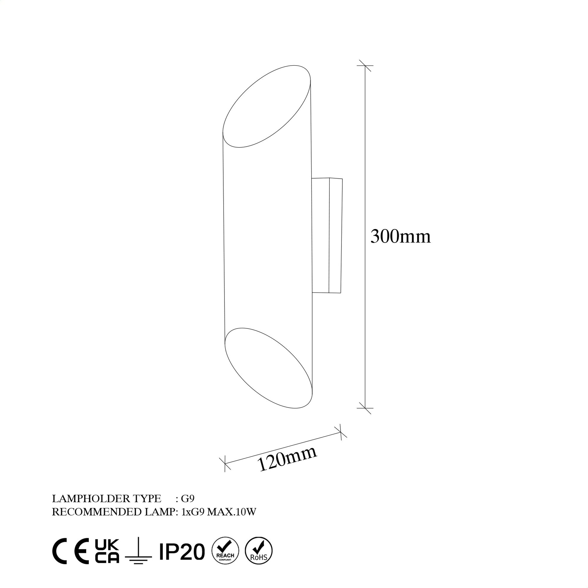 Aplique De Pared, Metal , Negro, 8x12x30, Casquillo 2 X G9 Max 10 W_1
