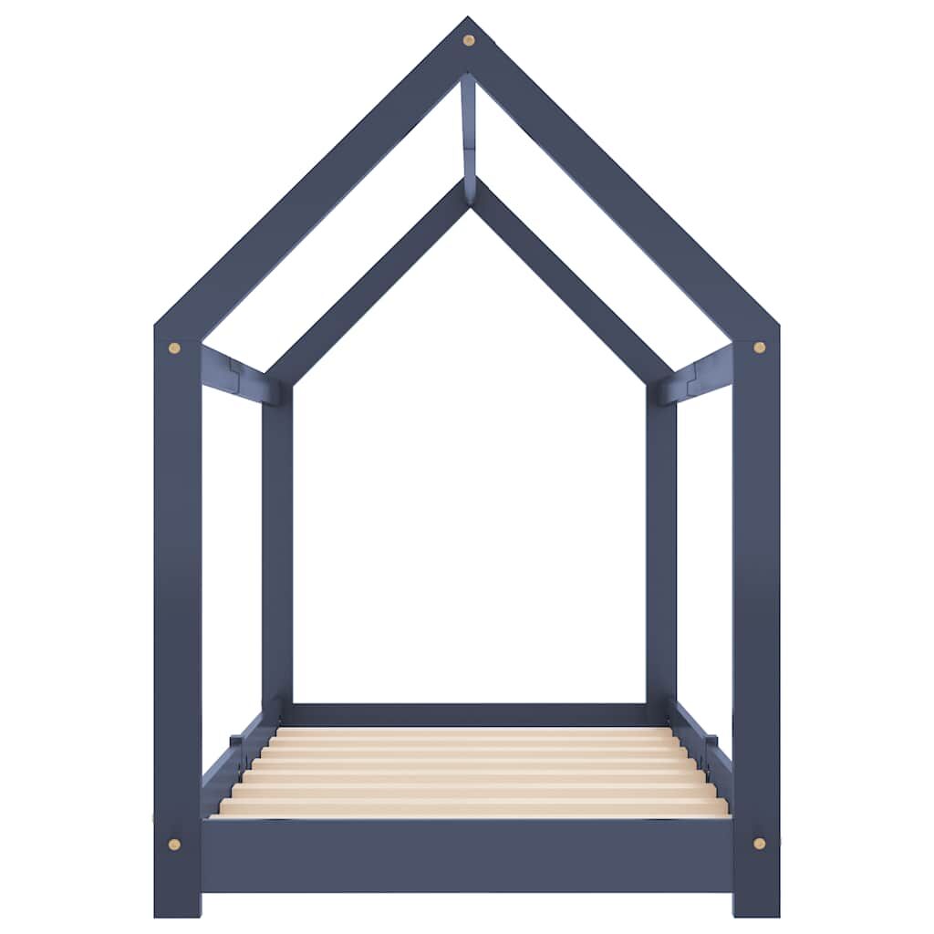 Vidaxl Estructura De Cama Infantil Madera Maciza Pino Gris 70x140 Cm_4