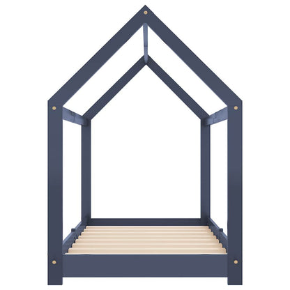 Vidaxl Estructura De Cama Infantil Madera Maciza Pino Gris 70x140 Cm_4