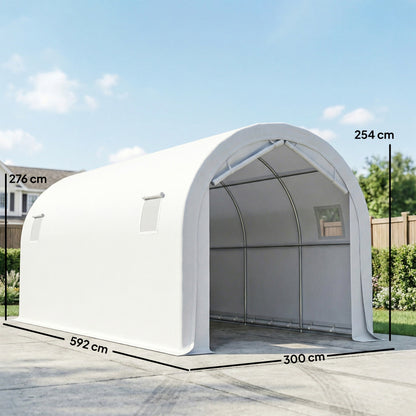 Outsunny Carpa Garaje 3x6 M Impermeable Con Puerta Enrollable Y Ventanas Blanco_2