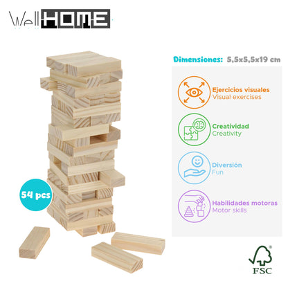 Well Home - Juego Torre Apilable De Madera Con 54 Piezas_1