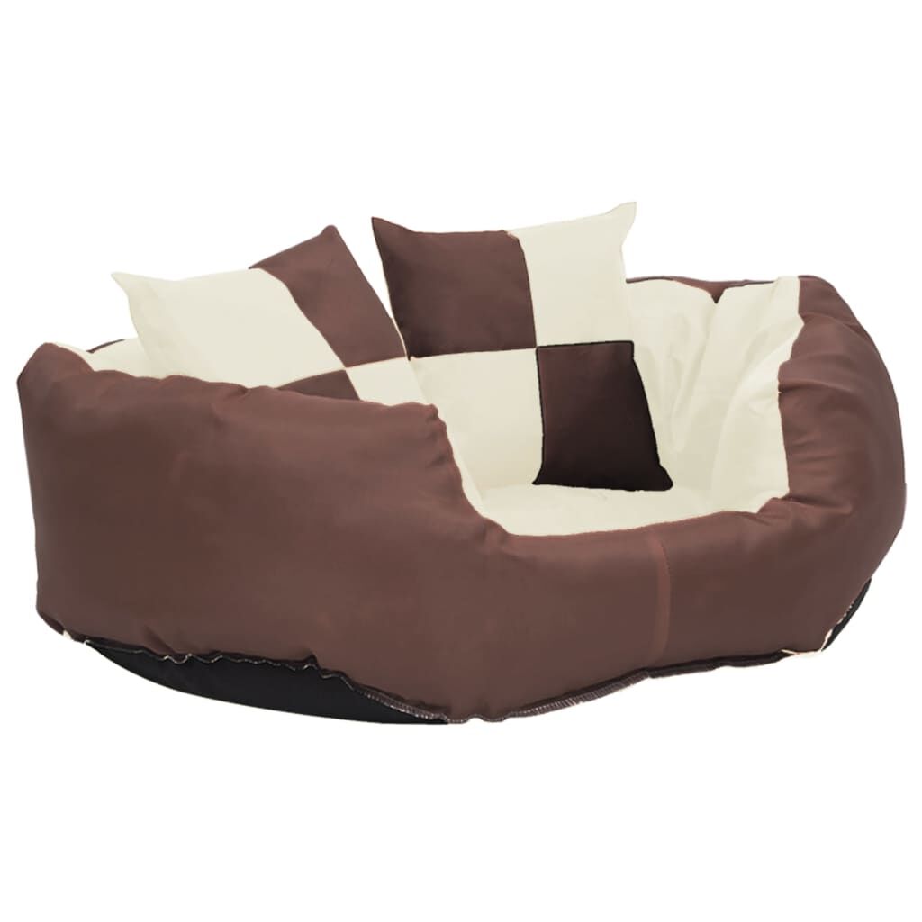 Vidaxl Cojín Para Perro Reversible Y Lavable Marrón Y Crema 65x50x20cm_0