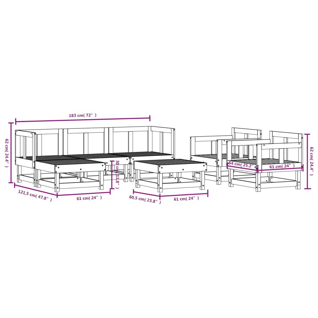 Vidaxl Juego De Muebles De Jardín 7 Piezas Madera Maciza De Pino_2