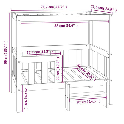 Vidaxl Cama Para Perros Madera Maciza De Pino Gris 95,5x73,5x90 Cm_2