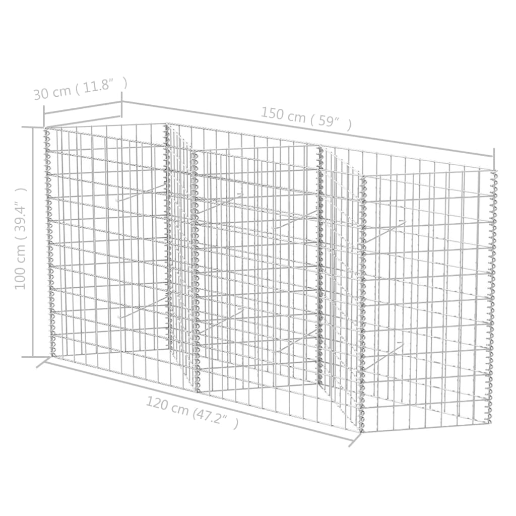 Cesta De Muro De Gaviones Acero Galvanizado 120x30x100 Cm / Vetonek_2