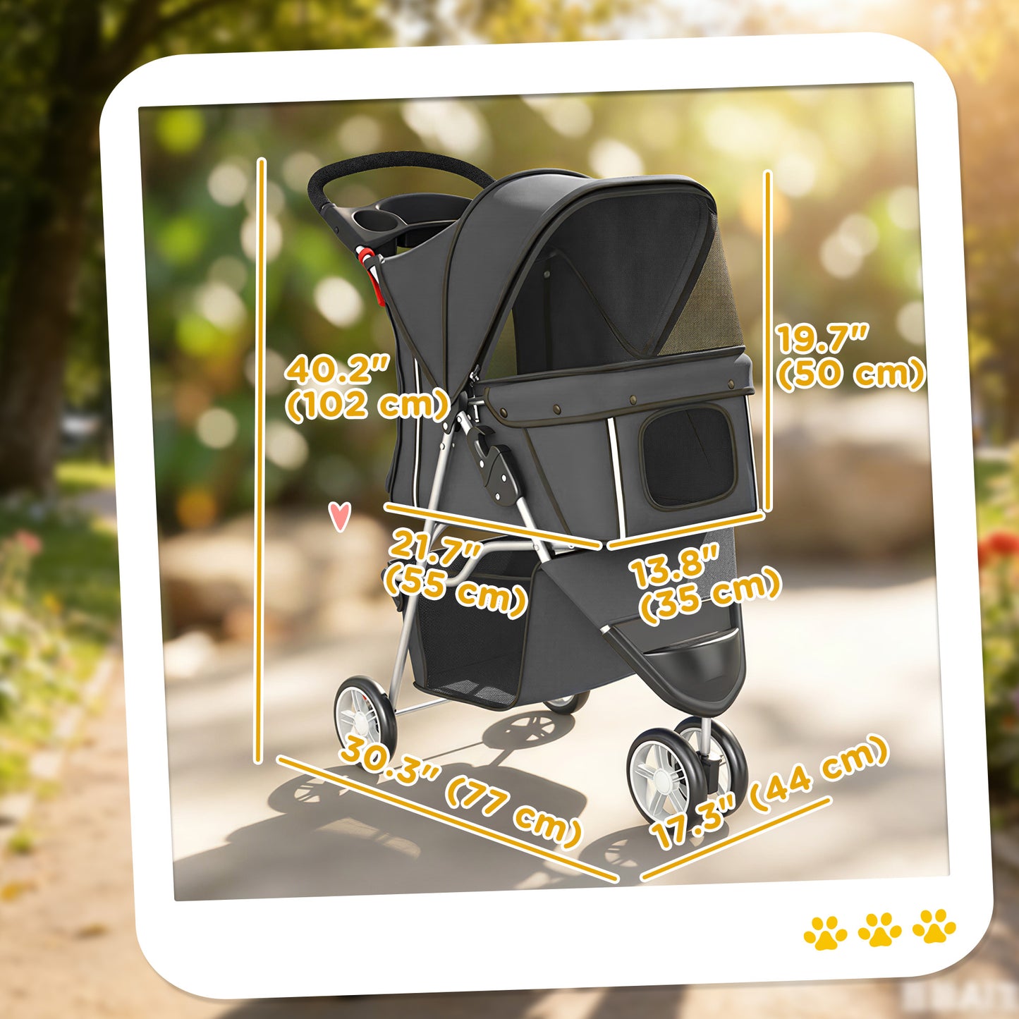 Pawhut Cochecito Para Perros Plegable Con Cesta De Almacenaje 77x44x102 Cm Gris_2