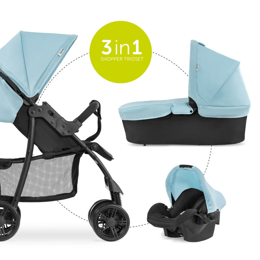 Carrito De Bebé Shopper Trío Hasta 22 Kg Capazo Duro Blue_1