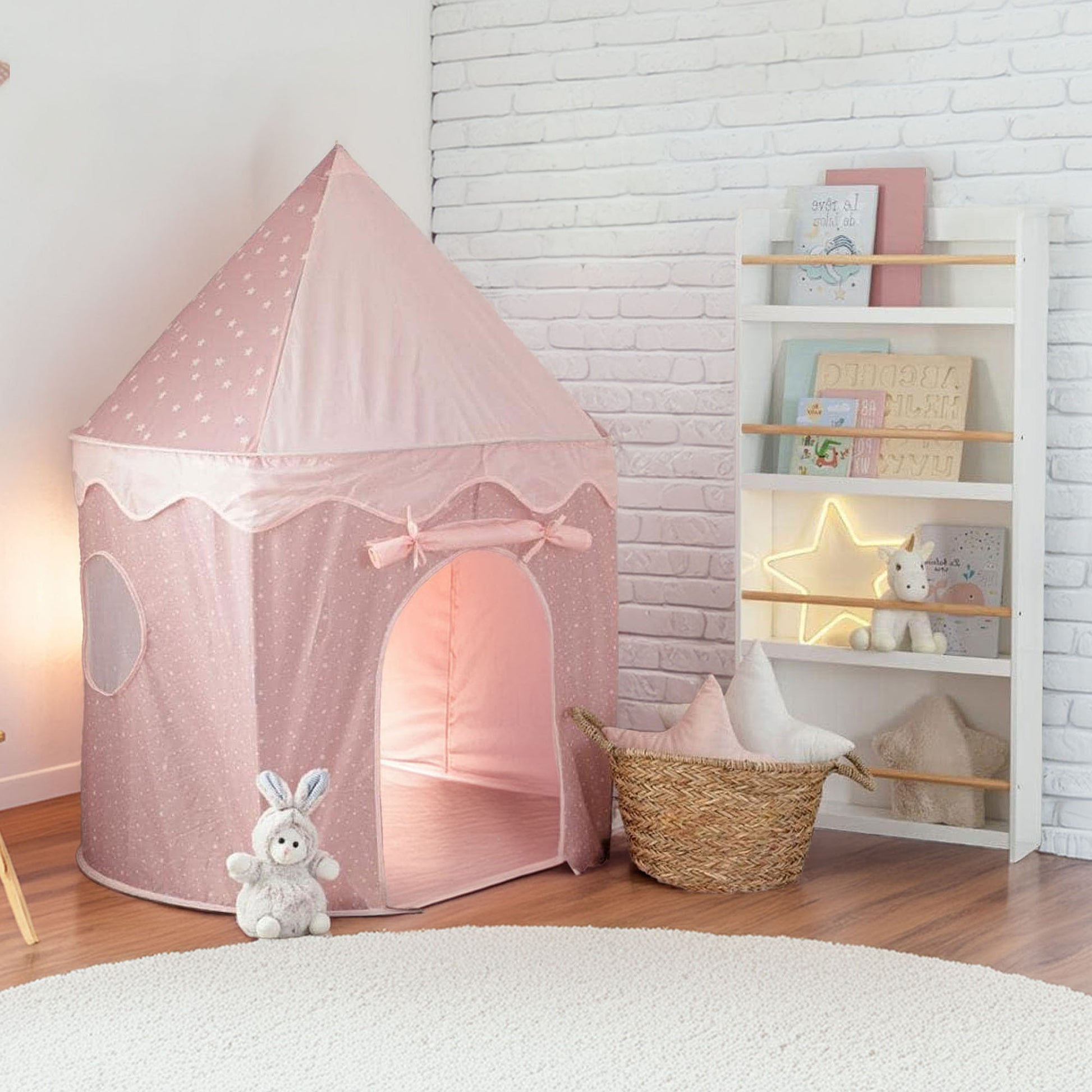 Wellhome Tienda De Campaña Infantil Pop Up Rosa 100x100x135cm_3