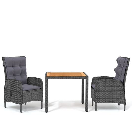Vidaxl Juego De Comedor Para Jardín 3 Piezas Ratán Sintético Gris_0
