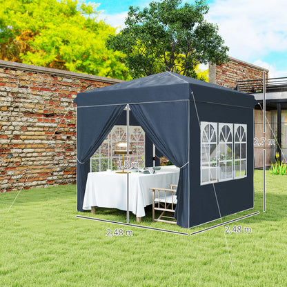 Outsunny Carpa Plegable Pop-up 2,5x2,5 M Con 4 Paredes Laterales Anti-uv Azul_2
