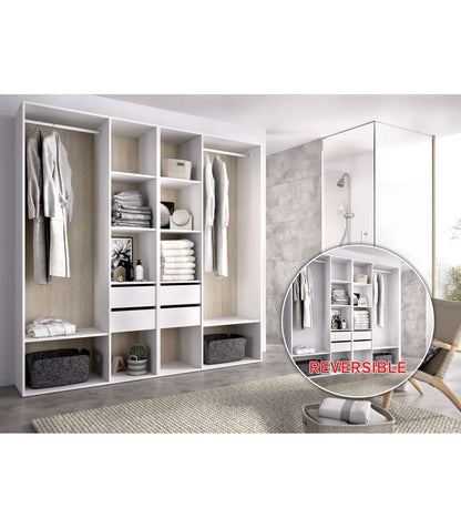 Vestidor Reus 4 Cajones, 10 Huecos Y Trasera Reversible En Blanco/natural, 205cm(alto) 196_5