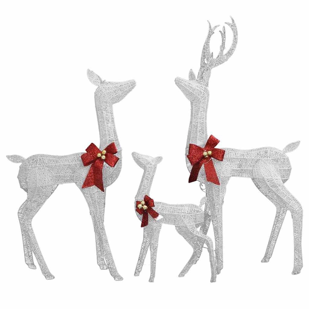 Vidaxl Figuras Familia De Renos De Navidad Blanco Y Plateado 201 Led_0