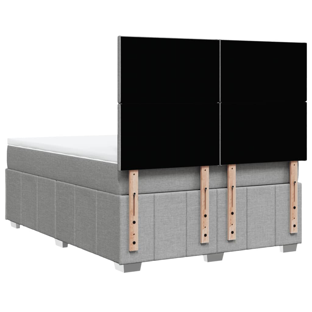 Cama Box Spring Con Colchón Tela Gris Claro 140x200 Cm / Vetonek_1
