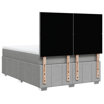 Cama Box Spring Con Colchón Tela Gris Claro 140x200 Cm / Vetonek_1