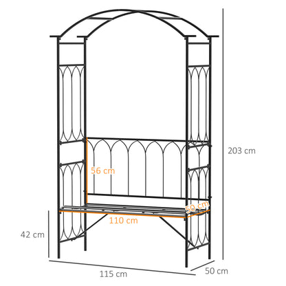 Outsunny Arco De Jardín Con Banco De Metal Para Plantas Trepadoras Rosales_2