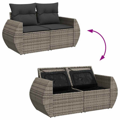 Set De Sofás De Jardín Con Cojines 9 Pzas Ratán Sintético Gris / Vetonek_2