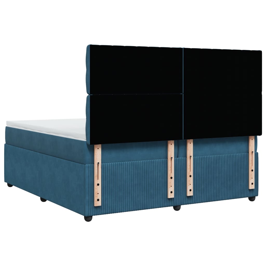 Cama Box Spring Con Colchón Terciopelo Azul Oscuro 200x200 Cm / Vetonek_4