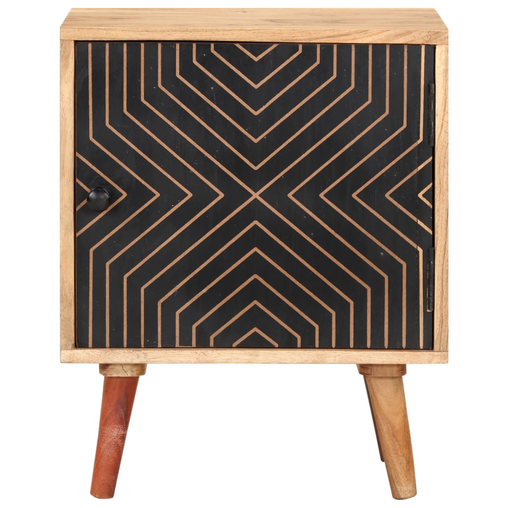Mesita De Noche De Madera Maciza De Acacia 40x30x50 Cm_0