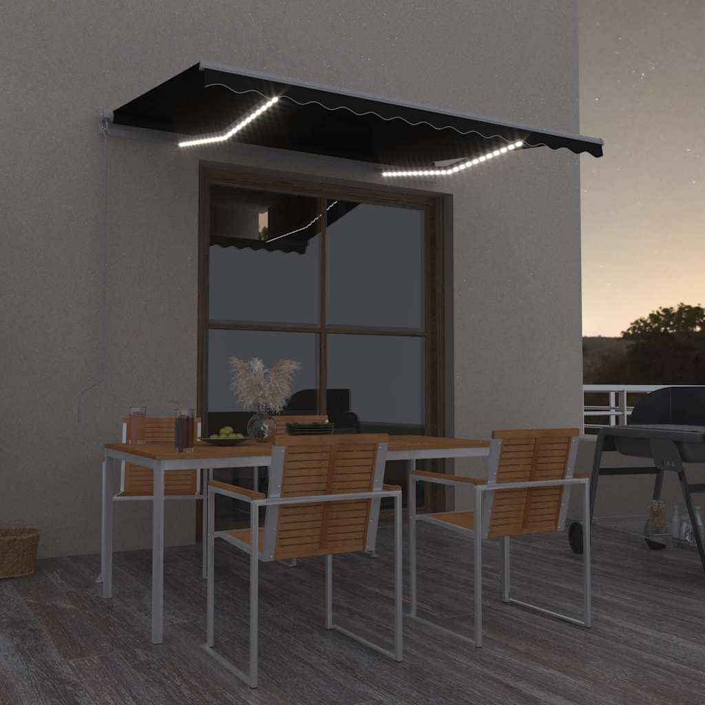 Toldo Manual Retráctil Con Led Antracita 300x250 Cm_1