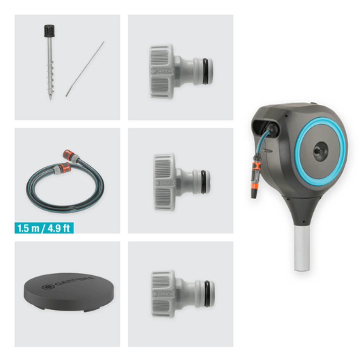 Portamangueras automático con piqueta RollUp M 20 m Gardena