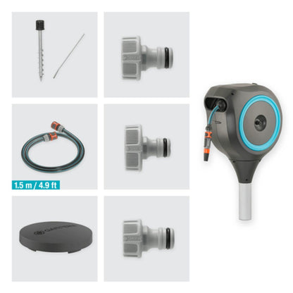 Portamangueras automático con piqueta RollUp M 20 m Gardena