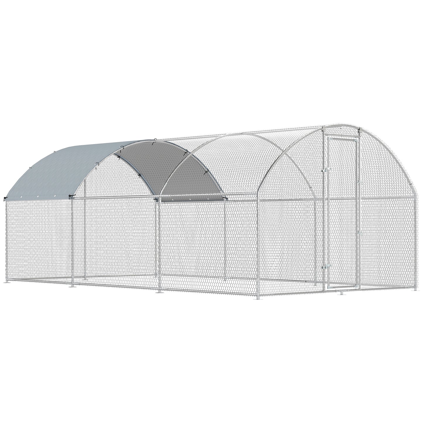 Pawhut Gallinero Para Exterior 2,8x5,1x1,9 M Para 15-24 Gallinas Plata_0