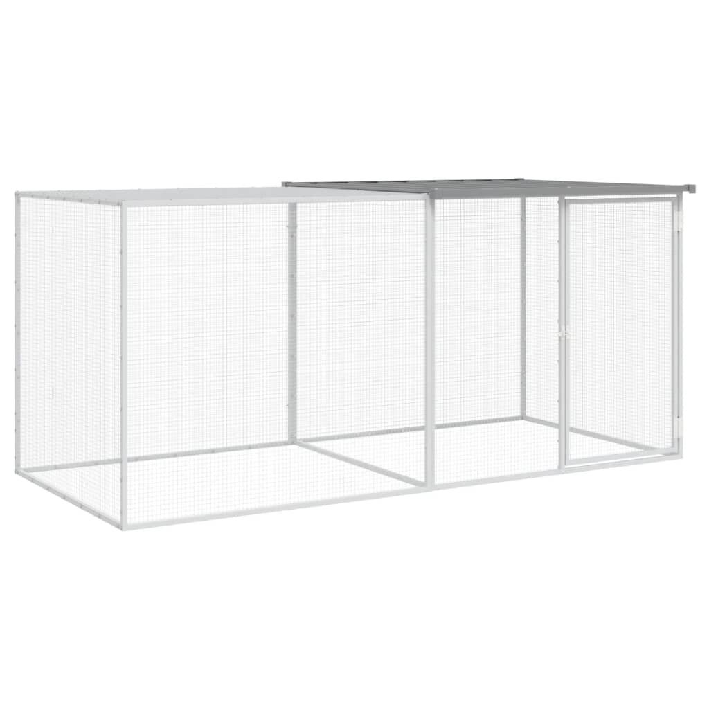 Vidaxl Gallinero Con Techo Acero Galvanizado Gris Claro 203x98x90 Cm_0