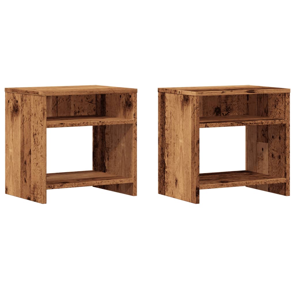 Mesitas De Noche 2 Uds Madera Ingeniería Envejecida 40x30x40 Cm_0
