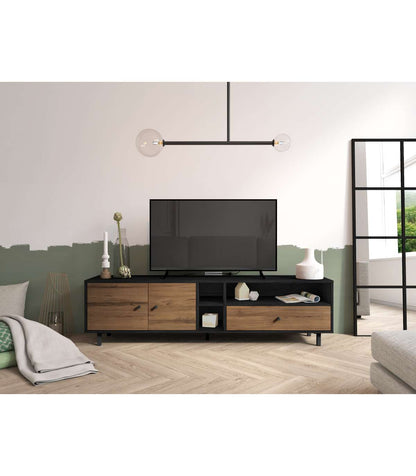 Mueble Para Televisión Modelo Rolan 2 Puertas 1 Cajón Acabado Nogal/bocamina, 180cm(anch_5