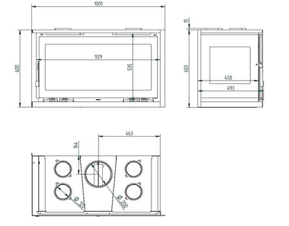 BRICOSOL Insertable de Leña 100 cm a 2 Caras Rincón Izquierda con Turbinas FM Modelo IT-122 Ik Cristal Serigrafiado Interior Vermiculita._3