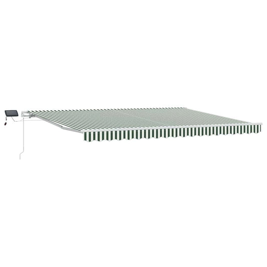 Toldo Retráctil Verde Y Blanco 450 X 300 Cm Tela Y Aluminio_0