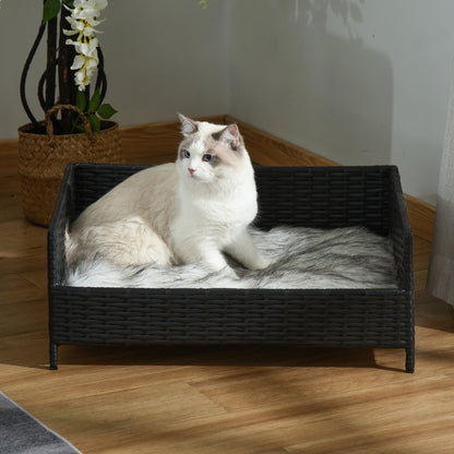 Pawhut Sofá Cama Para Perros De Ratán Pe Cojín Lavable Hogar Interior_1