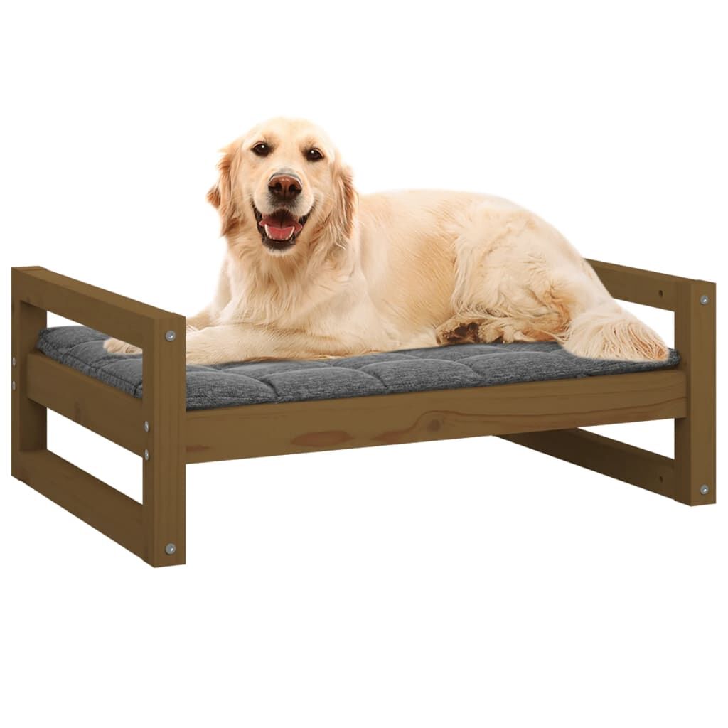 Vidaxl Cama Para Perros Madera Maciza Pino Marrón Miel 75,5x55,5x28 Cm_3
